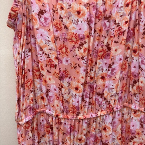 Vibrant Pink and Orange Floral Maxi Dress - Picture 2 of 5